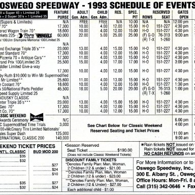 1993 Oswego Schedule