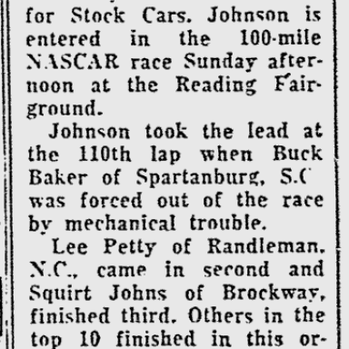 1958 Reading Fairgrounds Junior Johnson