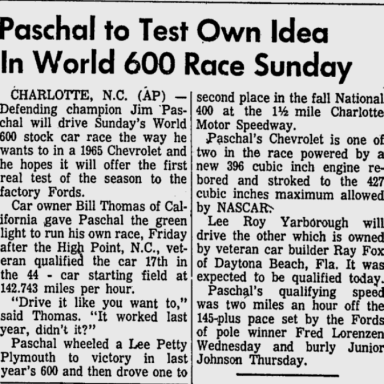 1965 World 600 Jim Paschal