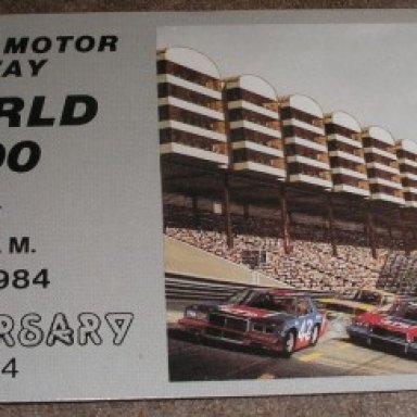 1984 World 600 ticket