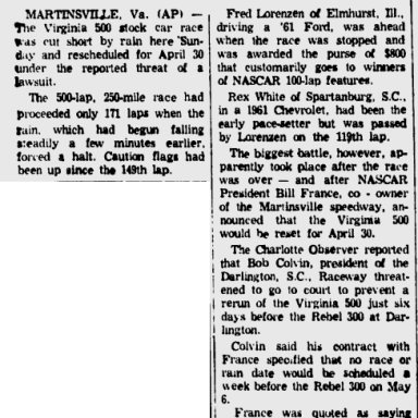 1961 Martinsville Darlington Conflict