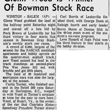 1961 Bowman Gray Glen Wood