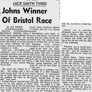 1962 Bristol Bobby Johns article