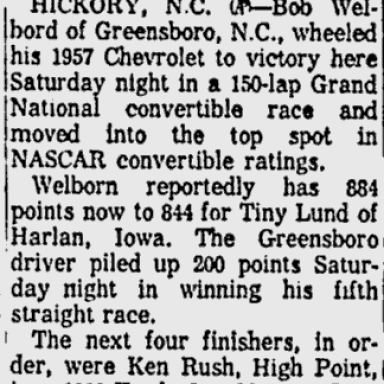 1958 Bob Welborn Hickory convertibles