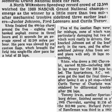 1961 Wilkesboro article