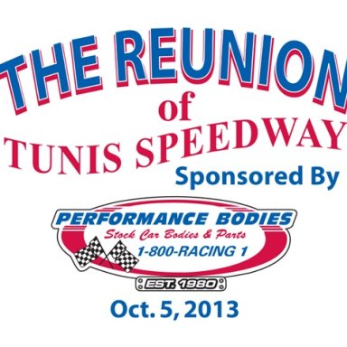 T-shirt back for upcoming Tunis Speedway Reunion
