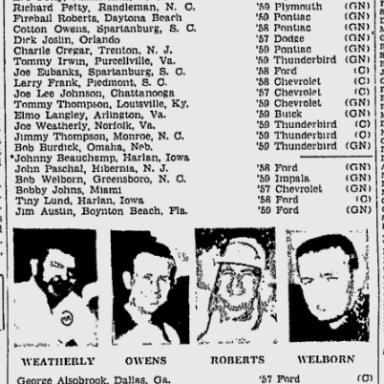 1959 Firecracker 250 entry list