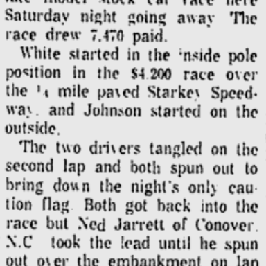 1961 Junior Johnson wins Starkey Speedway