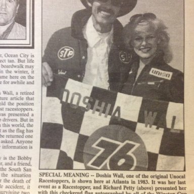 Richard Petty and Doshia; Richard Petty presented me this flag in 1983