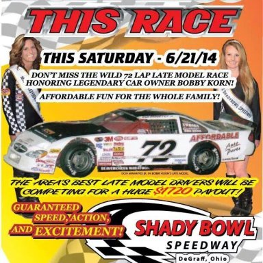 BOB KORN MEMORIAL RACE AT SHADYBOWL SPEEDWAY