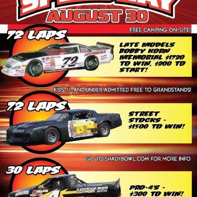 Rescheduled date for Bobby Korn Memorial Race Shadybowl Speedway