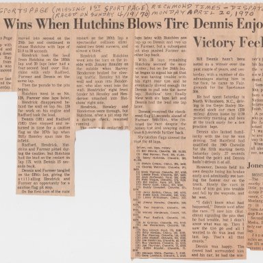 2ND SPORT PAGE FROM 1ST SPORT PAGE PHOTO 01B MISSING 1ST SPORT PAGE MONDAY APRIL 20,1970 RICHMOND TIMES-DISPATCH