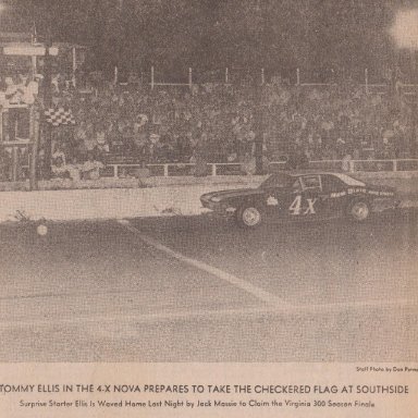 190B  TOMMY ELLIS IN THE 4x CHEVY NOVA TAKE THE CHECKERED FLAG AT SOUTHSIDE SPEEDWAY