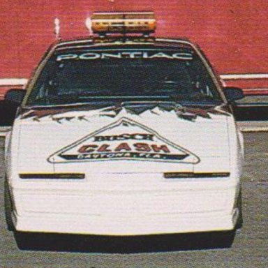 ANHEUSER-BUSCH SHOW CAR TEAM POST CARD (FRONT PHOTO #1B PONTIAC TRANS AM BUSCH CLASH, DAYTONA, FLA. PACE CAR  ENLARGED)