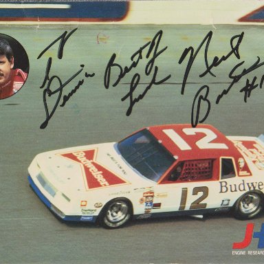 NEIL BONNETT #12 BUDWEISER CHEVY 1984 AUTOGRAPH POST CARD 001 (F