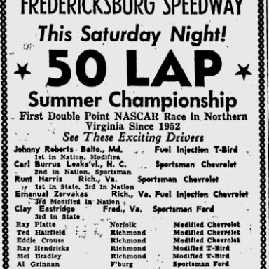 Big NASCAR Modified-Sportsman Race - 1960 - Fredericksburg, Va.