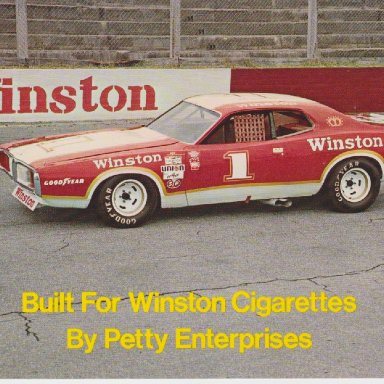 WINSTON NUMBER 1 SHOW CAR 1974 DODGE CHARGER POST CARD OO2A FRONT