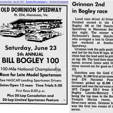 1973 Bill Bogley 100 - Old Dominion Speedway