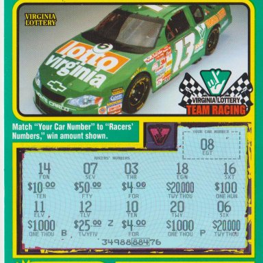 2001 VA. LOTTERY  POLE POSITION  SCRATCH  GAME 02A