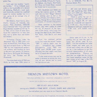 TS03 TRENTON  N..J. SPEEDWAY, FIFTH ANNUAL,TRENTON 200 STOCK CAR RACE,SUNDAY,AUGUST 20,1967 PAGE 3 OF 4 PAGE FOLD UP BROCHURE