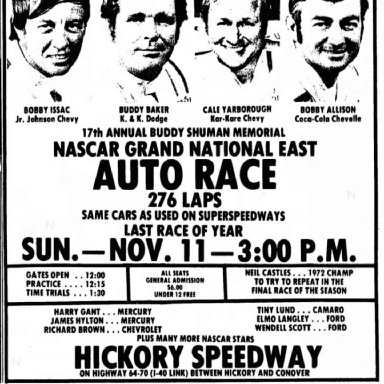 1973 Grand National East - Hickory Speedway