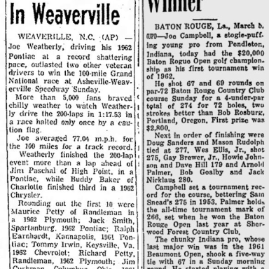 1962 Asheville-Weaverville - Joe Weatherly