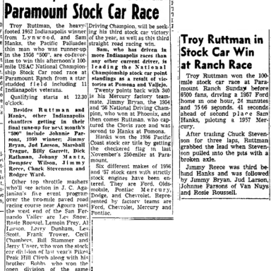 1957 Paramount Ranch - Troy Ruttman