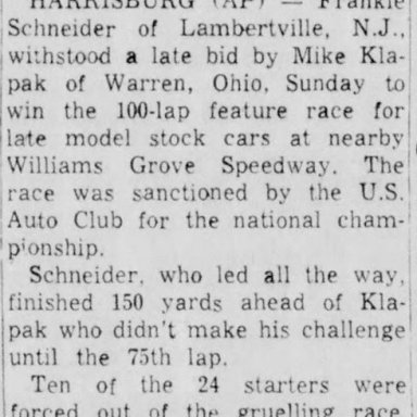 May 24, 1959 Williams Grove Speedway