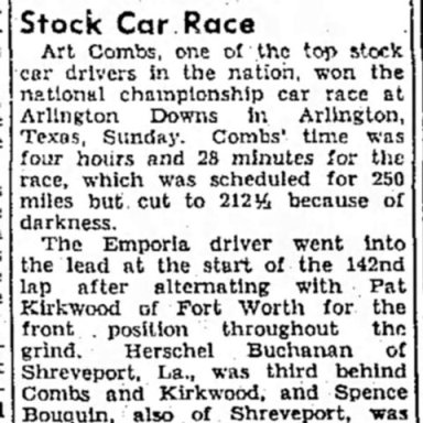 June 3, 1951 Arlington Downs Raceway