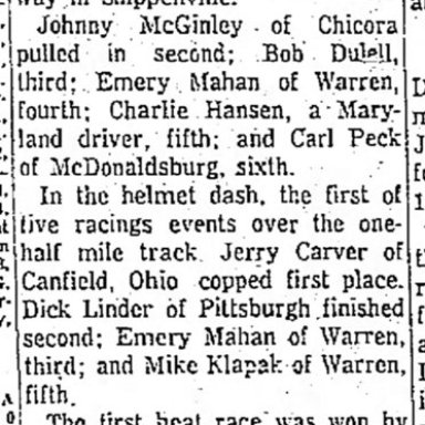 June 5, 1955 Pinegrove Speedway