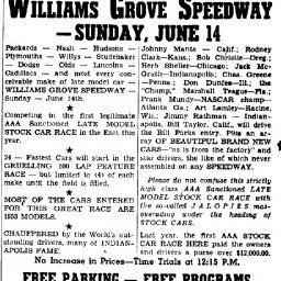June 14, 1953 WIlliams Grove Speedway