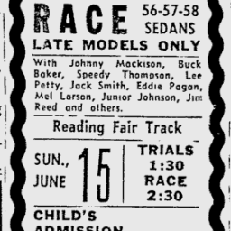 June 15, 1958 Reading Fairgrounds