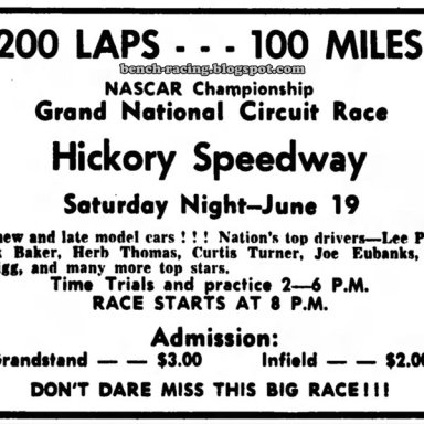 June 19, 1954 Hickory Speedway