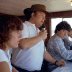 Tom Loughlin Jr at  the microphone in the Baylands Raceway Park Fremont Ca tower.