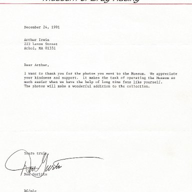 Garlits Museun letter