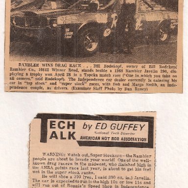 Bill Rodekopf with 68 Javelin - Ed Guffey Teasor Drag World  5