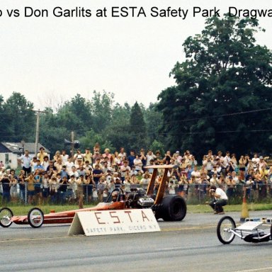 Don Garlits vs Tommy Ivo at ESTA Dragway Tom Loughlin Jr Photo.
