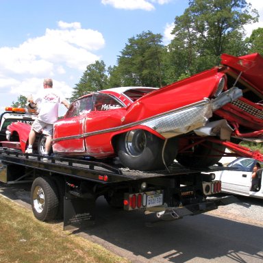 Jack Todd and his wrecked 61 Starliner at ODR 2008
