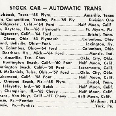 1966 auto class records copy