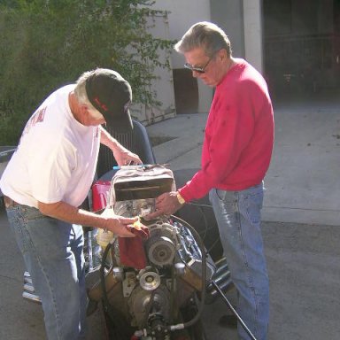 Mike Kuhl & Norm Weekly working on F-4 car