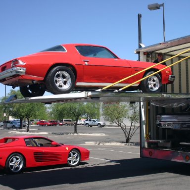 Loading the Camaro for the trip to Florida