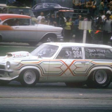 Bruce Loretitsch in the Vega wagon photo by Todd Wingerter