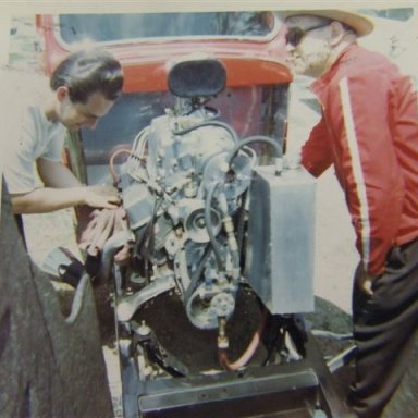 Joe Hrudka & Dad cc-gs destroted blown 265 chevy photo by Todd Wingerter