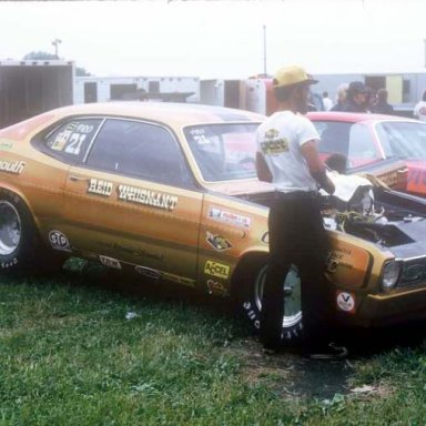 Reid Whisnant 1974 NHRA Springnts pit  photo by Todd Wingerter