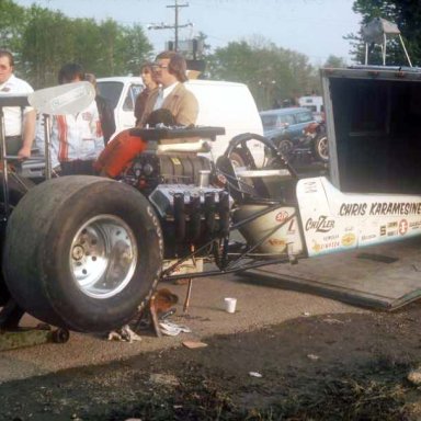 Chris Karamesines coming out of trailer 1973 Dragway 42  photo by Todd Wingerter