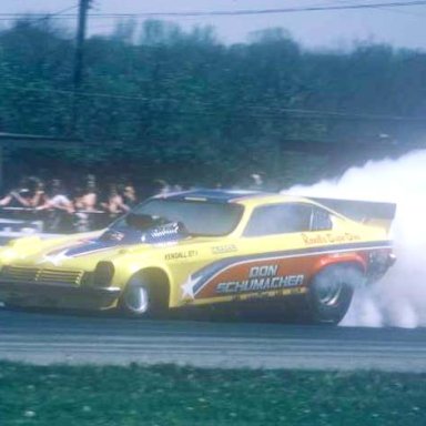 Don Schumacher another burnout at Dragway 42 1974  photo by Todd Wingerter