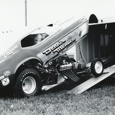 1974 NHRA Springnts Dennis & Menace in pit