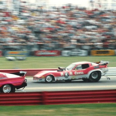 1983 INDY Pisanos car ahead of Tom McEwen