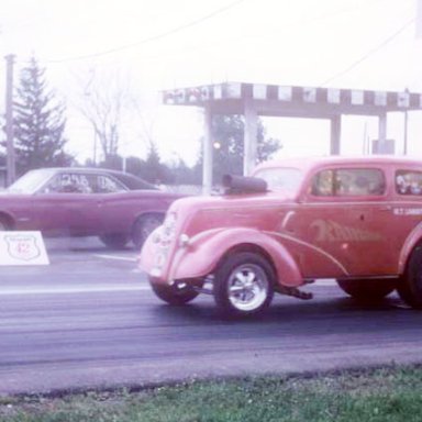 Royal Kahuna Anglia Coming off Dragway 42  1968  photo by Todd Wingerter