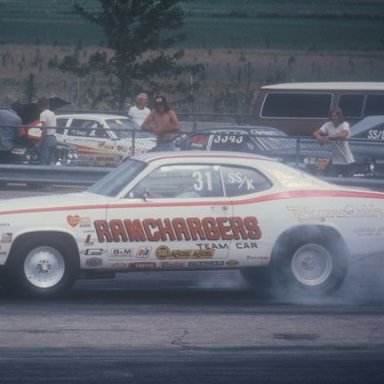 Ted Flack ss-k burnout 1976 Columbus  photo by Todd Wingerter